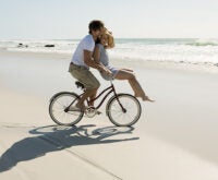 Couple on bicycle