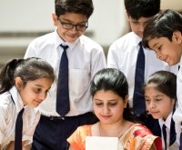 A teacher and her students